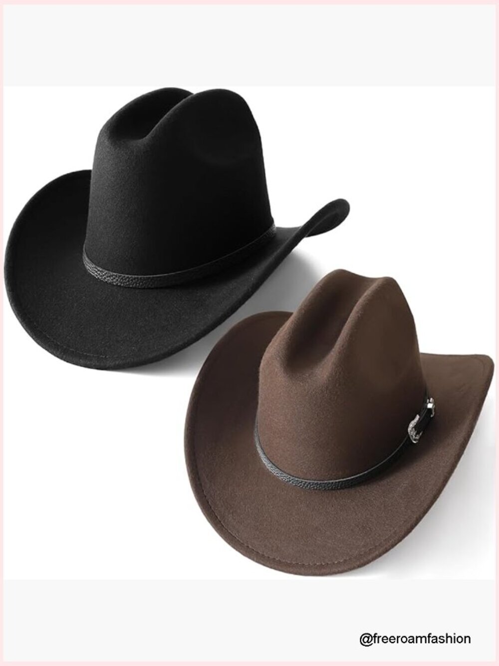 2 Pack Western Cowboy Hats Unisex Adult Felt Costume Cowgirl Cattleman